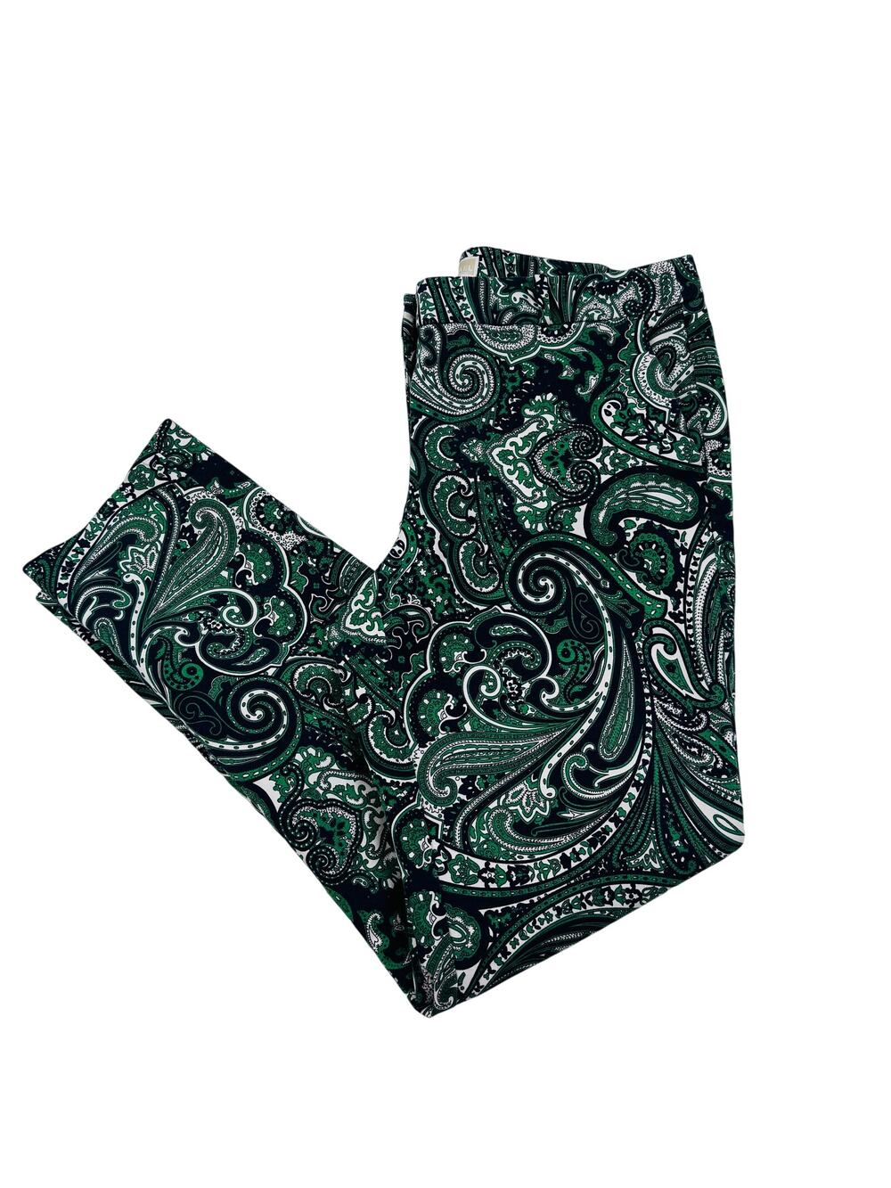 Michael Michael Kors Cotton Stretch Paisley Print Straight Leg Pants Women's 10 - Picture 1 of 7